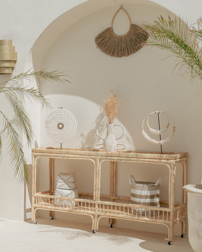 Mentawi Long Woven Rattan Console