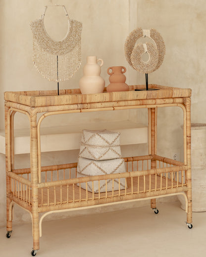 Mentawi Rattan Bar Cart Console Trolley