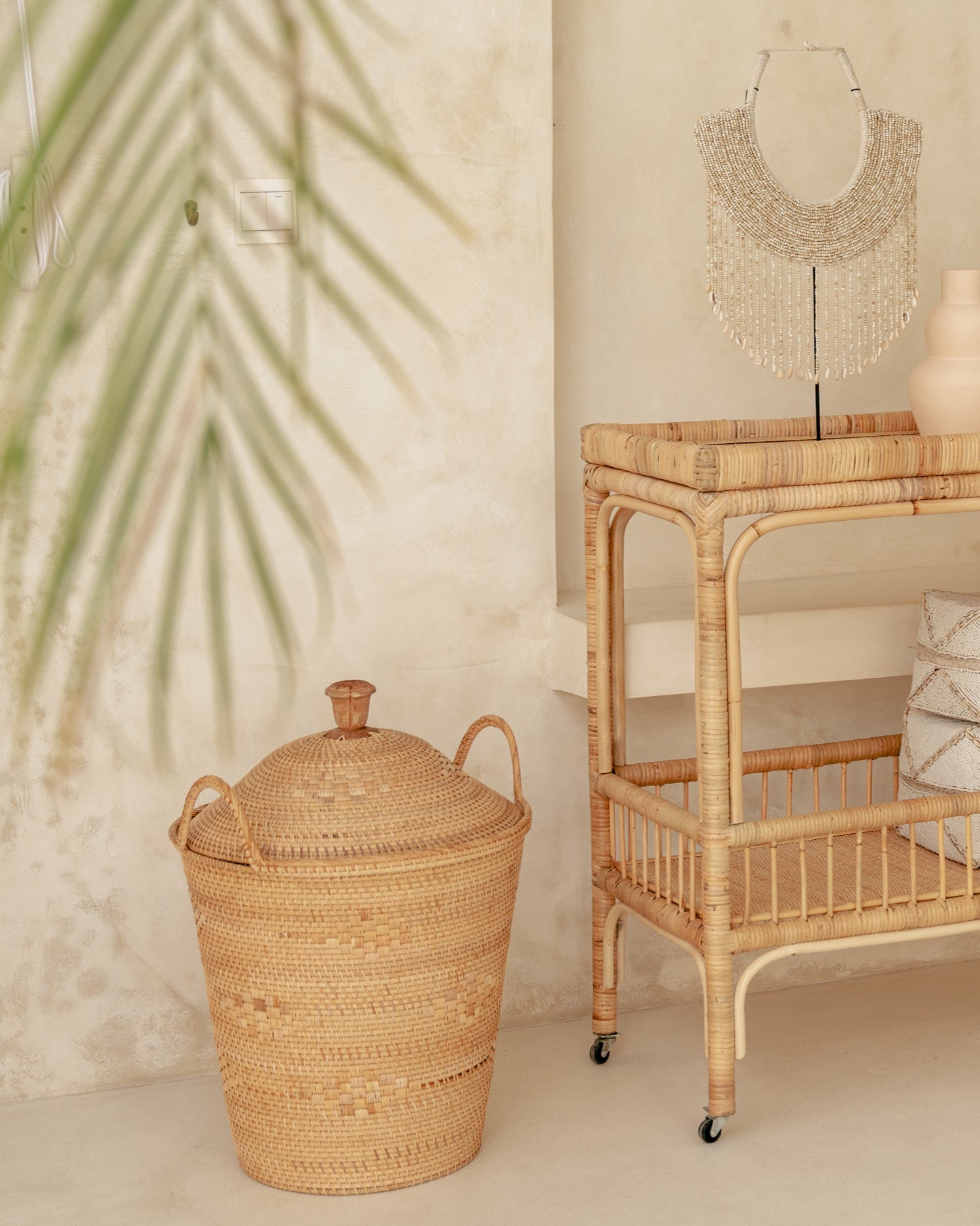 Mentawi Rattan Bar Cart Console Trolley