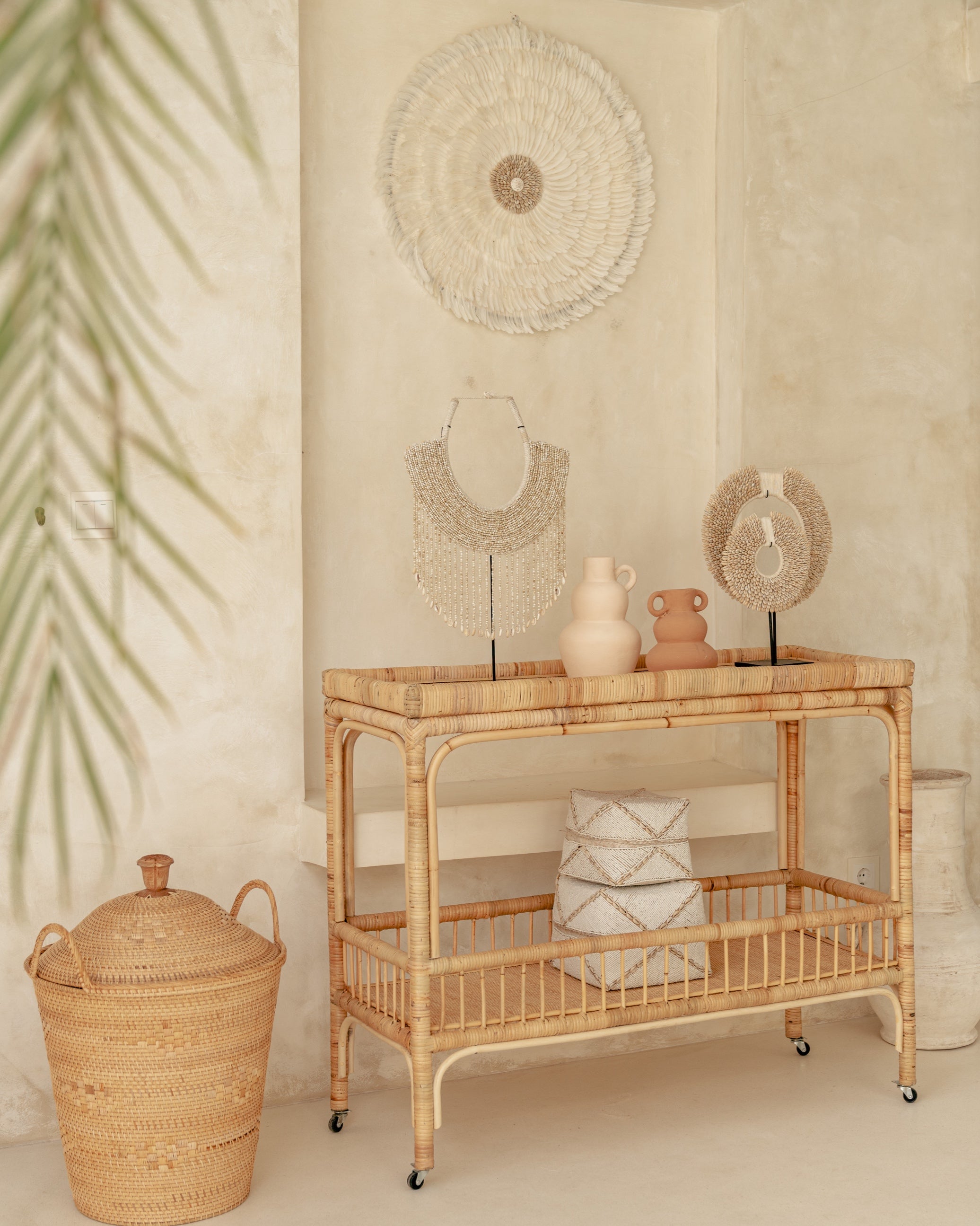 Mentawi Rattan Bar Cart Console Trolley