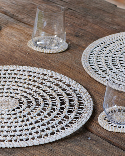 Rattan Spiral Design Round Placemats