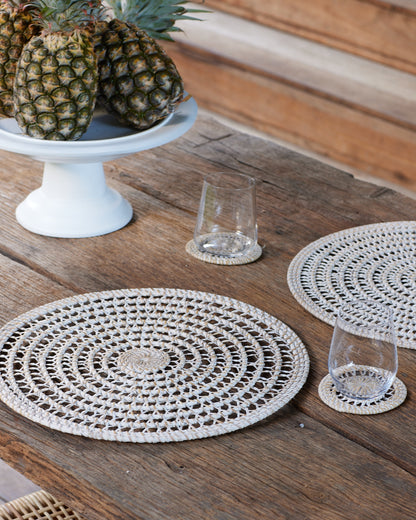 Rattan Spiral Design Round Placemats