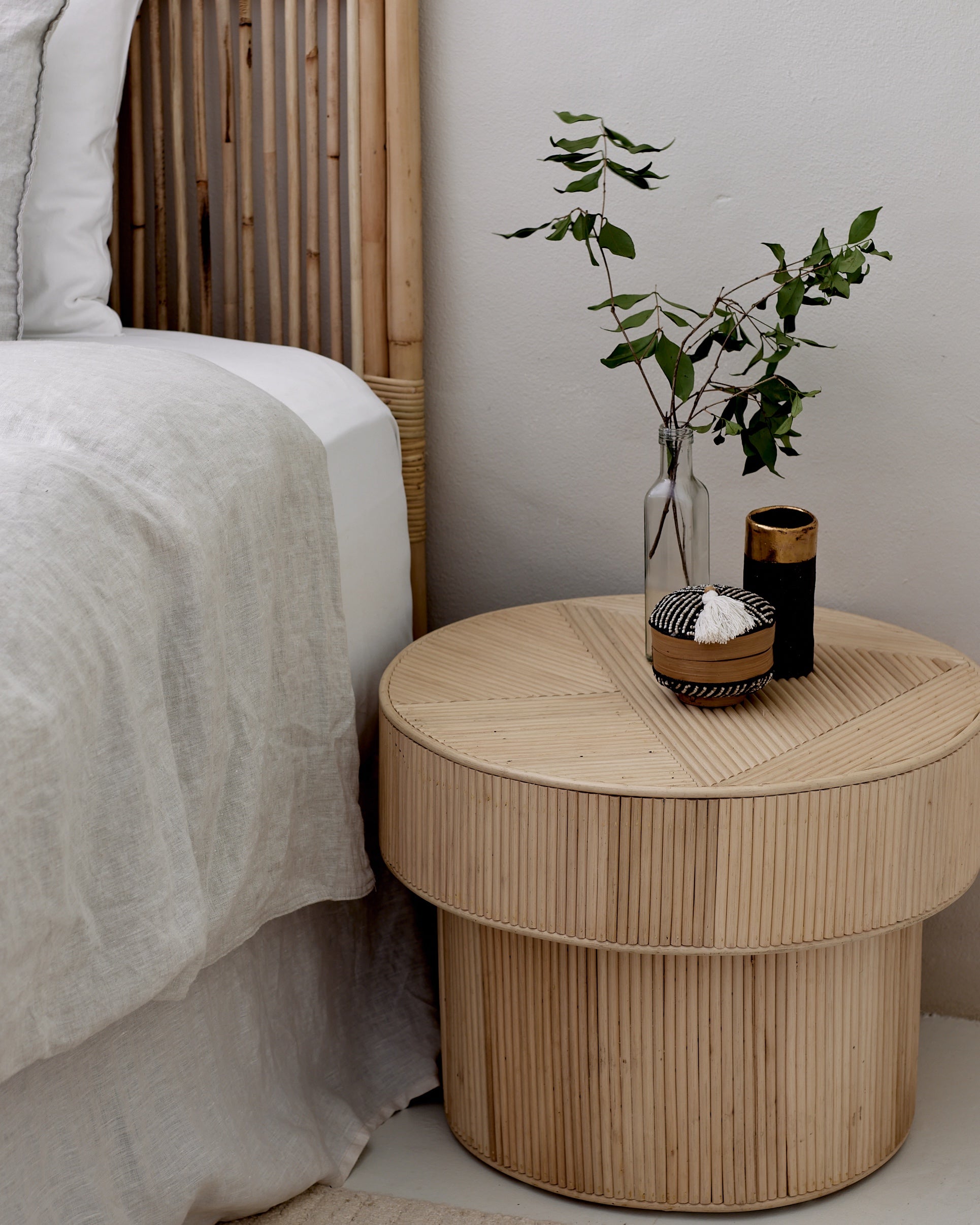 Indah Round Woven Rattan Side Table