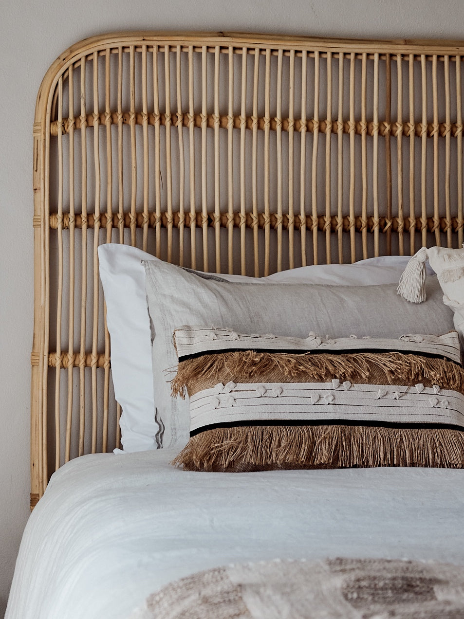 Brown Hessian Fringed, Black &amp; Cream Textured Ribbon Cushions