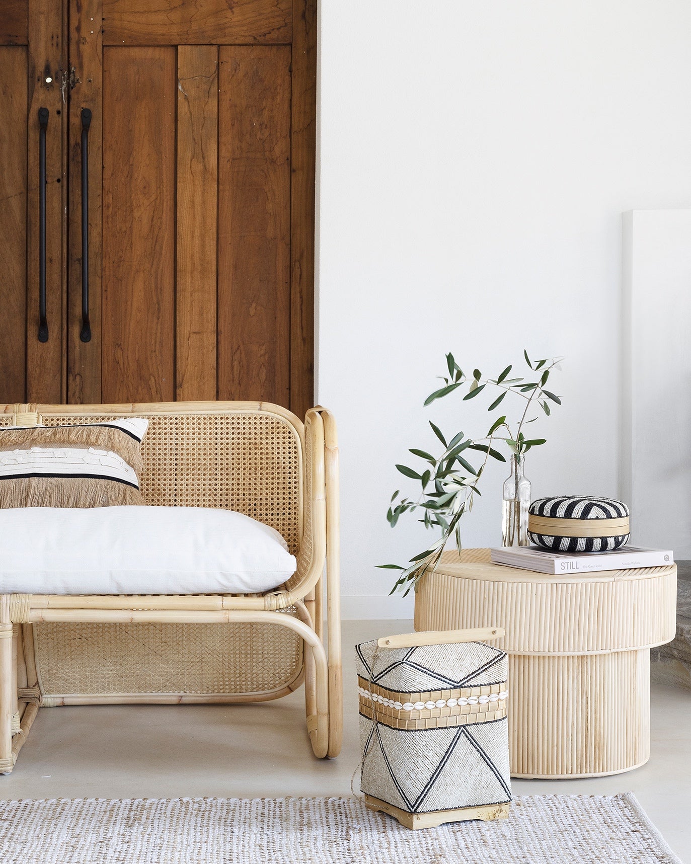 Indah Round Woven Rattan Side Table