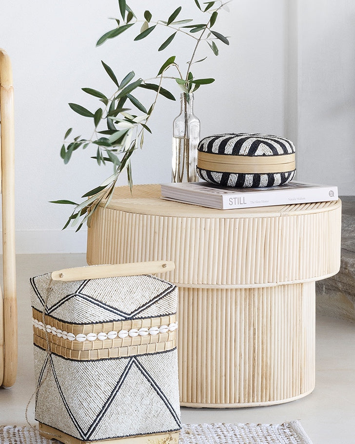 Indah Round Woven Rattan Side Table