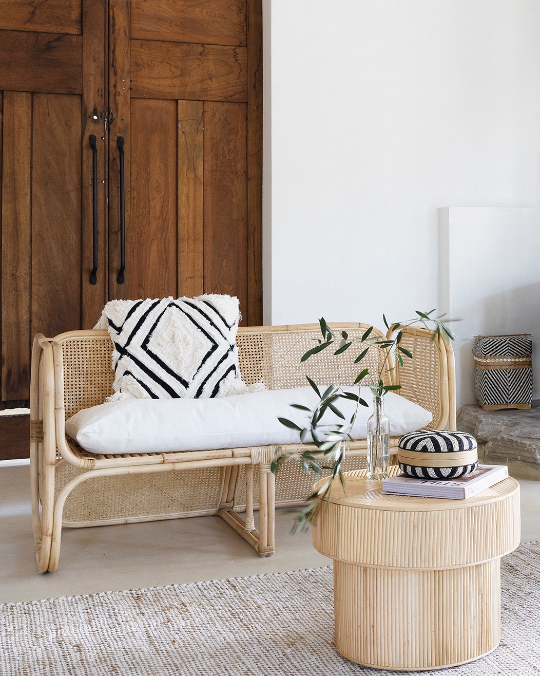 Suarga Woven Rattan &amp; Cane 2 Seater Sofa Chair