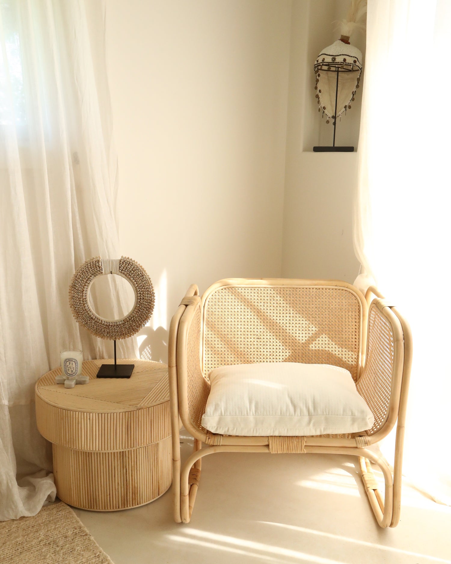 Indah Round Woven Rattan Side Table