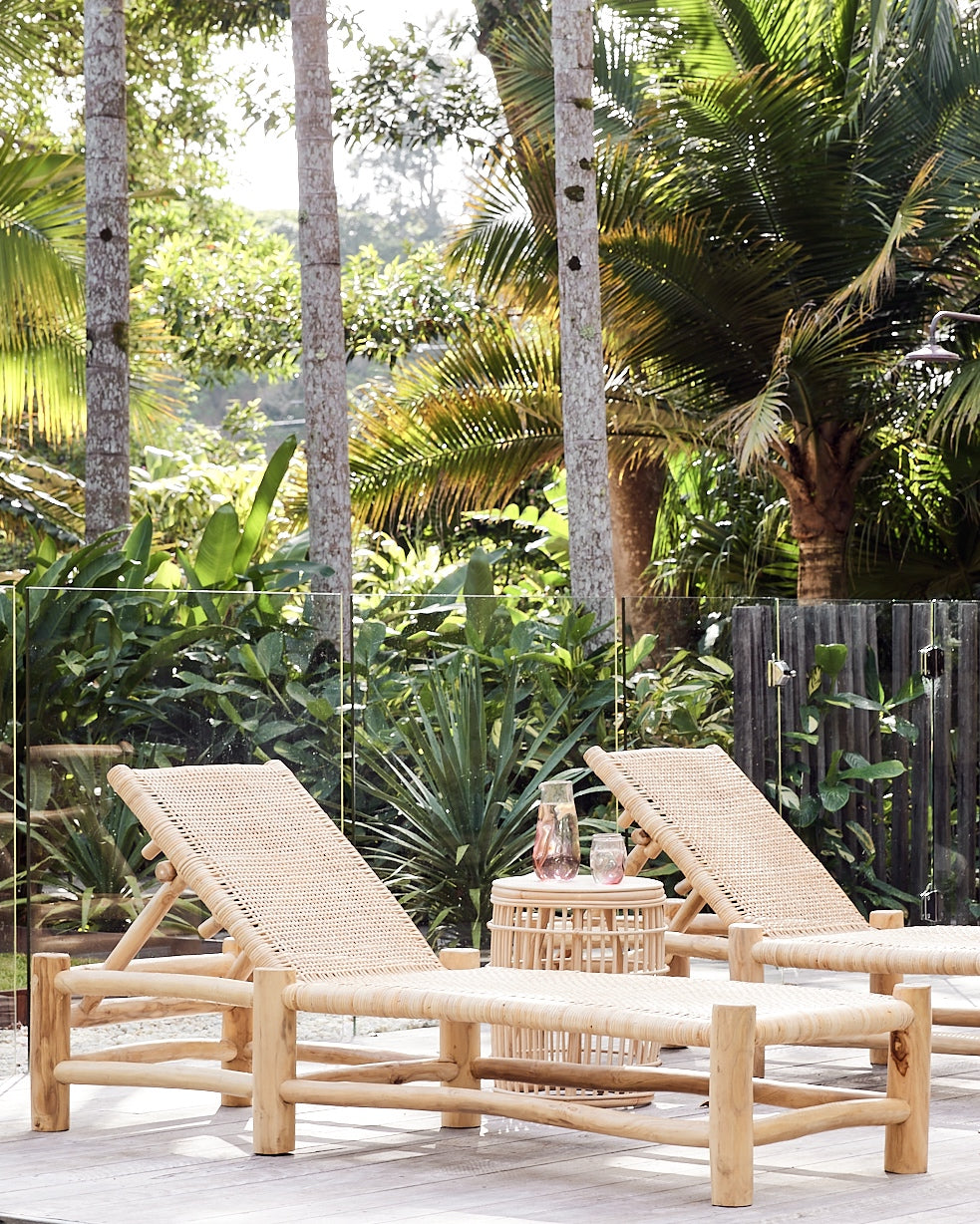 Matahari Teak Rattan Sun Lounger