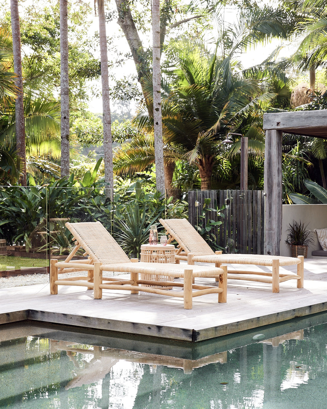 Matahari Teak Rattan Sun Lounger