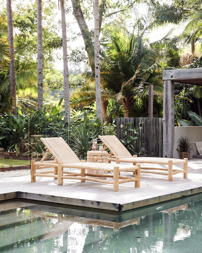 Matahari Teak Rattan Sun Lounger