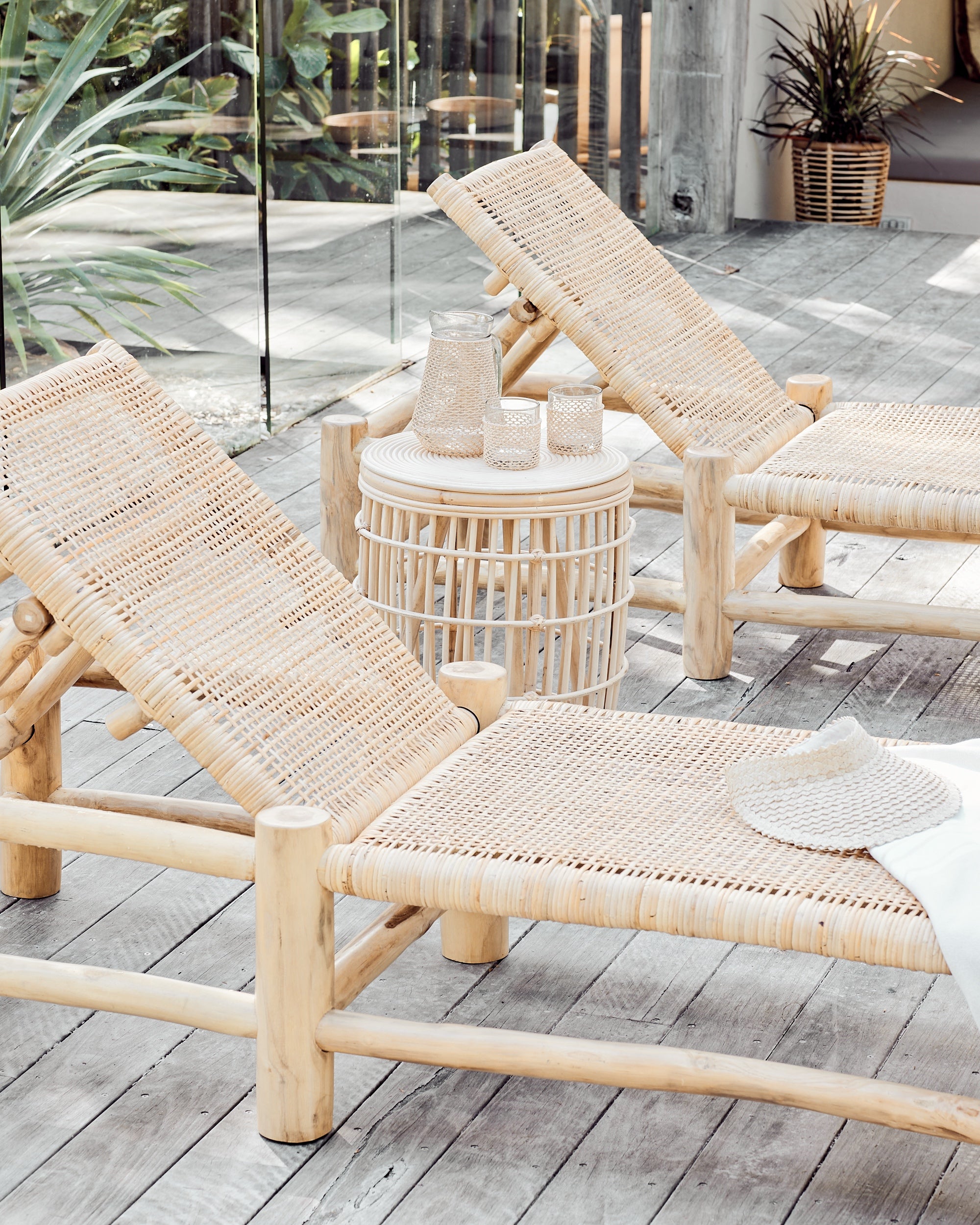 Matahari Teak Rattan Sun Lounger