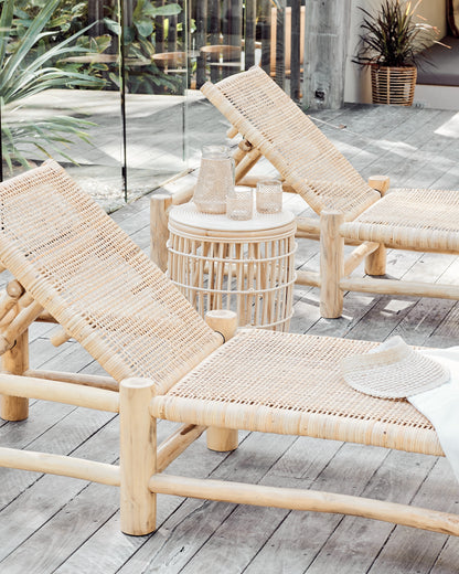 Matahari Teak Rattan Sun Lounger