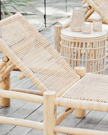 Matahari Teak Rattan Sun Lounger