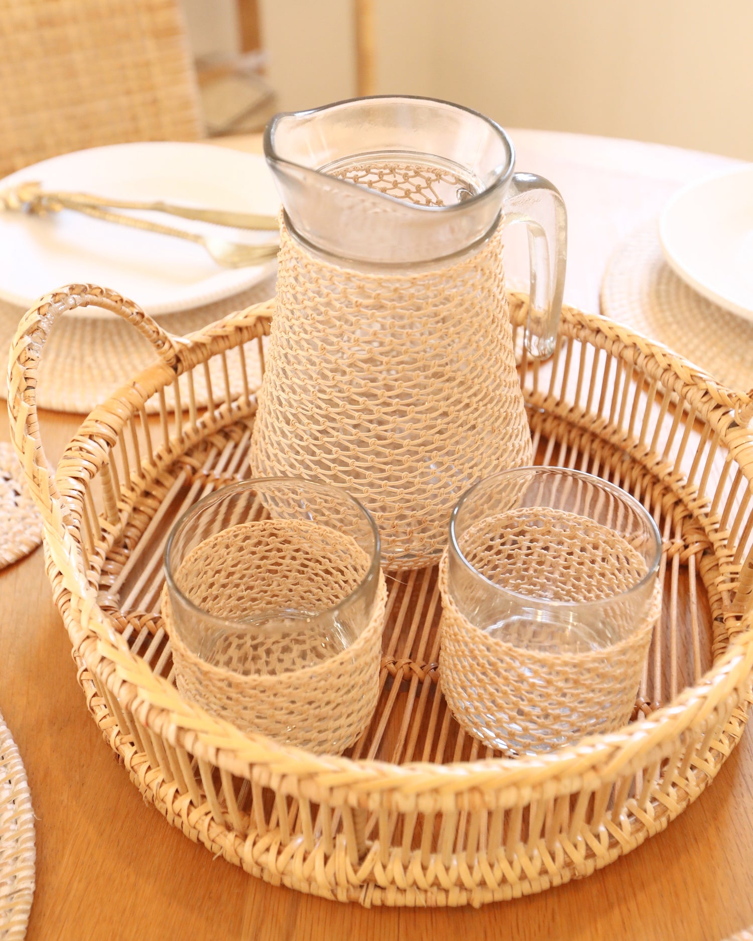 Vertical Rattan Design Trays - Natural Colour